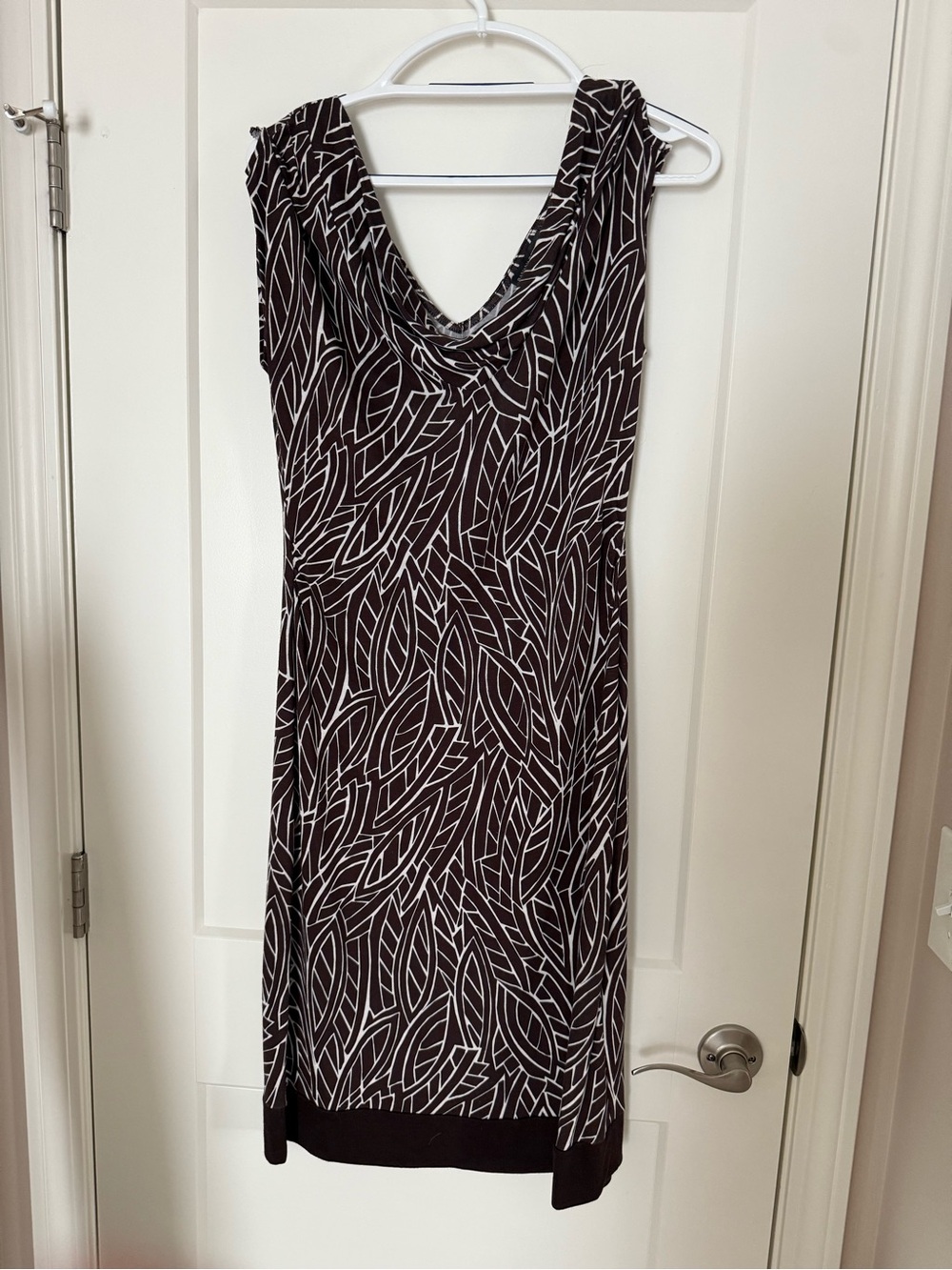 NWT Banana Republic Brown White Print Fitted Dress M